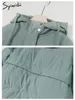 Kvinnors dikerockar Syiwidii ​​Green Long Puffer Jacket Kvinnor Fall Winter 2024 med en huva överdimensionerad förtjockande varma parkas eleganta damer