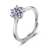 50 دقيقة 1 Moissanite Sterling Silver Plated Pt950 Ring أنثى Tiktok نفس النمط Zhou عائلة ستة مخلب مستقيم 663350