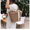 Sac tissé à main en paille pour femmes, Niche artistique française, mode d'été, vacances, grande capacité, épaule creuse avec nœud