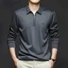 Men's Polos Korean Fashion Solid Polo Shirts Spring New T-shirt Streetwear Business Casual Embroidered Sleeve Slim ldd240312
