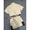 designer MM23ss New Product Set Khaki Brown Pocket Embroidered Letters Cool Girl Workwear Style Skirt with Belt 9HMM