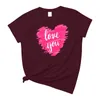 Dames T-shirts Love You Casual Ronde Hals Blouse Valentijnsdag Gedrukt T-shirt Met Korte Mouwen Trending Paar Tees 2024