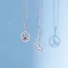 Pendants Real. 925 Sterling Silver CZ Set Mermaid Necklace Fish Tail Into The Lucky Circle Pendant Jewelry C-D9070