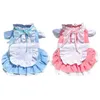 Dog Apparel Spring And Summer Walking Skirt Can Be Hung Traction Blue Pink Maid Outdoor Cute Dress Chihuahua Pet Clothing