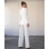 Abiti da uomo Bianco Elegante Donna Pantaloni Abito formale Risvolto Doppio petto Abiti 2 pezzi Matrimonio Casual Office Lady Sets