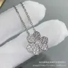 V Necklace V Gold High Version Fanjia Clover Necklace Womens Full Diamond Petals Flower Pendant Lucky Grass Clover Collar Chain