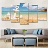 5 pezzi pittura su tela moderna arte della parete per la decorazione domestica ancora con stelle marine sulla spiaggia sabbiosa vacanza estiva concetto spiaggia mari277C