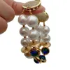 Yygem 2 strängar White Round Sea Shell Pearl Blue Murano Glass Gold Plated Charm Armband 8 Girl Gift 240305