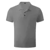 Polos pour hommes décontracté affaires polos couleur unie revers manches courtes été mode maille glace soie froissé boutons