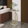 Elegant Light Luxury Rock Slab Small Round Table for Home Decor - Perfect for Tea, Coffee, Books, and More - Stylish Corner Furniture Design