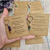 Nyckelringar Par Tillbehör Läkande Gemstone Keychain Gift Plastics Uppmuntra påsar Pendant Gem gratulationskort