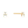 Stud Earrings Fine Jewelry Dainty Geometric Real Baguette Diamond 14k Solid Gold For Female Gift