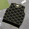 Jacquard Knits Vest Classic Letter T Shirts 여자 작물 탱크 민소매 캐주얼 니트 탑