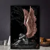 Angels And Demons Canvas Painting Gray Character wings Skull Posters Print Scandinavian Cuadros Wall Art Picture for Living Room2407