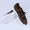 Casual Shoes Men's Leisure Ostrich läder äkta man lyxdesigners Autumn Winter Lace Up Wear-Resistent Business Men Sneakers