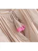 Spring Fashion Women Tassel Floral Embroidery Linen Cotton Beach Bohemian Blouse Shirts Tops Long Sleeve Loose Boho Shirt 240306