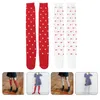 Chaussettes pour femmes, 2 paires, bas d'amour, collants blancs pour Leggings, saint-valentin, au-dessus du genou