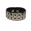 Länk armband vintage snap punk rock wrap svart pu läder armband män stjärna skalle ben gotisk bred manschett för kvinnor smycken