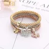 Bärade 3st/Lot Tree of Life Armband Crystal Owl Key Lock Music Note Owl Butterfly Heart Charm Bangle For Women Fashion Jewelry Giftl24213