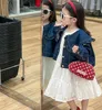 Jaquetas 2024 Chegada Meninas Denim Ruffles Casaco Outono Algodão Manga Completa Moda Crianças Casacos 2-8 Anos PP94