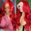 13X4 Body Wave Lace Front Wig Colored Hot Red Lace Front Human Hair Wigs 100% Peruvian Lace Frontal Wig Remy Hair Prepluck