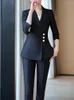 Calças femininas de duas peças de alta qualidade moda vermelho marinho preto senhoras pant terno mulheres feminino trabalho desgaste jaqueta formal blazer e calças 2 conjunto