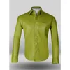 Chemises décontractées pour hommes Chemise en cuir vert de base Chemise en peau d'agneau véritable Doux Vintage Slim Fit Tendances de la mode européenne et américaine