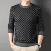 Pulls pour hommes Pull en tricot Tops de luxe Col rond Designer à la mode Jumper Coréen Plaid Bottomed Pull Business Hommes Vêtements