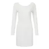 Casual Jurken 2024 Effen Lente O Hals Jurk Vlinder Strik Terug Lange Mouw Voor Bruiloften Als Gast Formele Bodycon mini