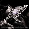 Devil's Sword Men's Trendy and Dominant Personality Hip Hop Amethyst Necklace Angel Winged Cross Pendant