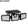 Kontroll Blitzwolf BWOLT4 6500K 128 LEDS Solväggsljus roterbara 3 huvuden Justerbar IP64 Vattentät 120 ° PIR Sensor Solar Flood Light Light