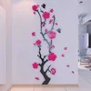 Flor de ameixa 3d espelho acrílico adesivos de parede quarto diy arte decoração da parede sala estar entrada fundo da parede Decoration206w