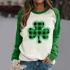 Women's T Shirts Round Neck Color Blocking St. Day Printed Dress Blouses For Women Work Crop Blouse Soft Pullover Dark