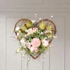 Couronne de fleurs décoratives en forme de cœur, guirlande de porte d'entrée pour ferme, cour, noël