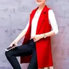 Gilet da donna Gilet con scollo a V Giacca elegante senza maniche Cappotto lungo con bottone singolo Tasca sottile Stile formale da pendolarismo per il lavoro