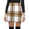 Jupes Plaid Mini jupe pour femmes taille haute a-ligne moulante crayon laine adolescentes automne hiver