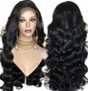 Synthetic Lace Front Wig for Women Black Body Wave Wig Glueless Heat Resistant Fiber Hair Wigs with Bangs Side Part Full Density3661912