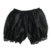 Women's Panties Safety Imitation Silk Short Pants Lace Trim Pumpkin Shorts Pettipants Skirt Solid Color Victorian Ruffles Bloomers