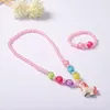 Kedjor 2st barn söta halsband armband set söt pendell purpurpärlor pärlor pärlor diy smycken grossist