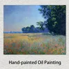 Dipinto a mano su tela Riproduzione di dipinti ad olio di Claude Monet Campo di avena e papaveri Giverny per la decorazione della parete dell'ufficio258R