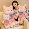 Karikatür Karakter Lingna Belle Doll Kawaii Pink Fox Doll Plus Doldurulmuş Oyuncak Çocuk Noel Hediyesi Yastığı