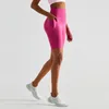 Soisou Yoga Sport Shorts med Pocket Gym Fitness Womens Cycling Shorts Hög midja andas No Front Seam Naked Woman 240308