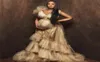 V pescoço grávida women039s vestido de baile maternidade babados roupões para po shoot ou chá de bebê luxo plus size Gowns6248232