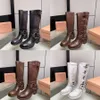 أحذية الكعب مكتنزة كعب الراحة حزام حزام البقر من الجلد راكب الدراجة النارية ركبة الركبة Zip Knight Boots أزياء مربع أخمص القدمين أحذية الكاحل IJZ7#