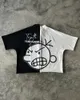 T-shirts pour hommes Chemise streetwear Y2k Harajuku Hip Hop Lettre Dessin animé Graphique Imprimé T-shirt surdimensionné Col rond Coton Hauts à manches courtes