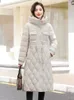 Trenchs de femmes manteaux 2024 hiver bas coton manteau femmes longue capuche coupe-vent coupe mince à lacets chaud décontracté parkas