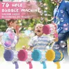 Kum Oyun Su Eğlencesi Sıcak Kids Bubble Gun Işıkları Oyuncak 76 delikli Şarj Elektrikli Otomatik Kabarcık Makinesi Yaz Dış Sabun Su Çocuk Oyuncakları L240312