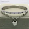 Bangle Design Luxury Brand Bracelet Women Hanging Heart Label Forever Love Pulseira Titanium steel Bangle Bracelets For Women Jewelry ldd240312