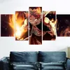 5PCSセットUnframed Fairy Tail Natsu Fire Dragon Slayers HD Print on Canvas Wall Art Painting for Living Room decor241t