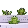 MYBLUE 3 Pcs Set Don't Talk Don't Listen Don't Look Frog Figurine Miniature Fairy Garden Nordic Home Room Decoratio249P